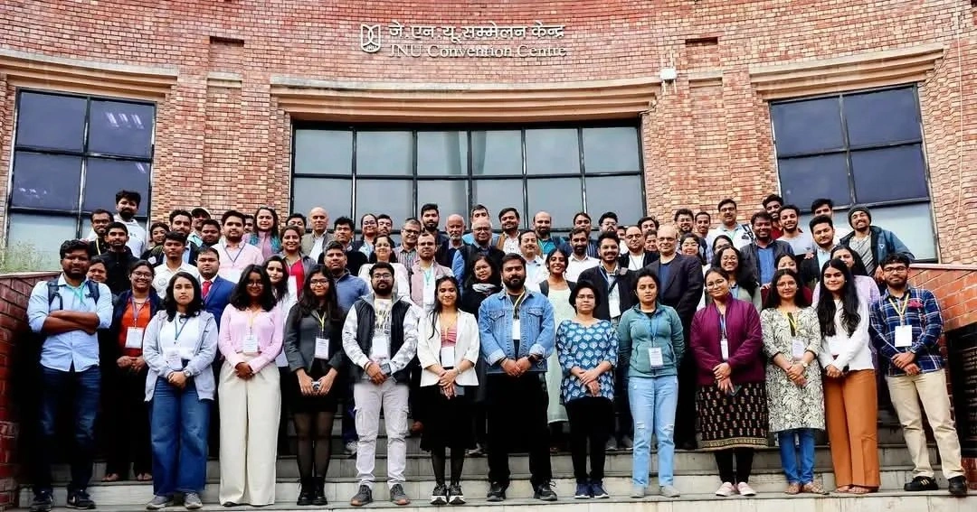 Symposium on biomolecular simulation & biophysics at JNU. Group photo.