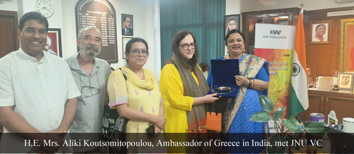 H.E. Mrs. Aliki Koutsomitopoulou, Ambassador of Greece in India, visited JNU